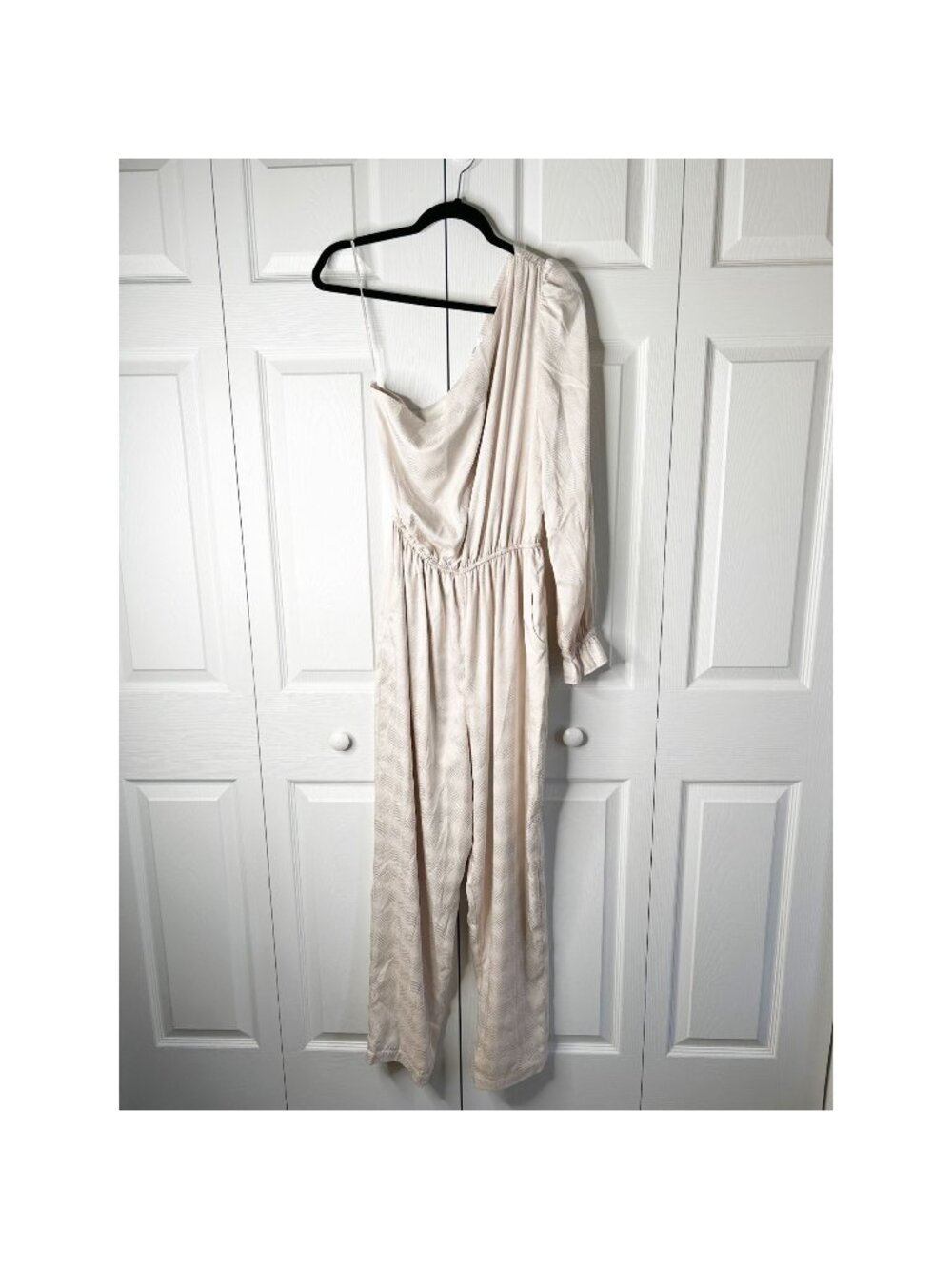 Love, Whit Ivory White One Shoulder Asymmetrical Jumpsuit Women's Size 12